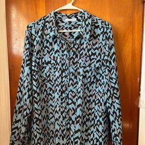 Notations Blue and Black Chevron Shirt